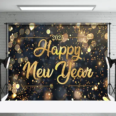 Aperturee Golden Glitter Happy New Year Home Party Backdrop - Aperturee