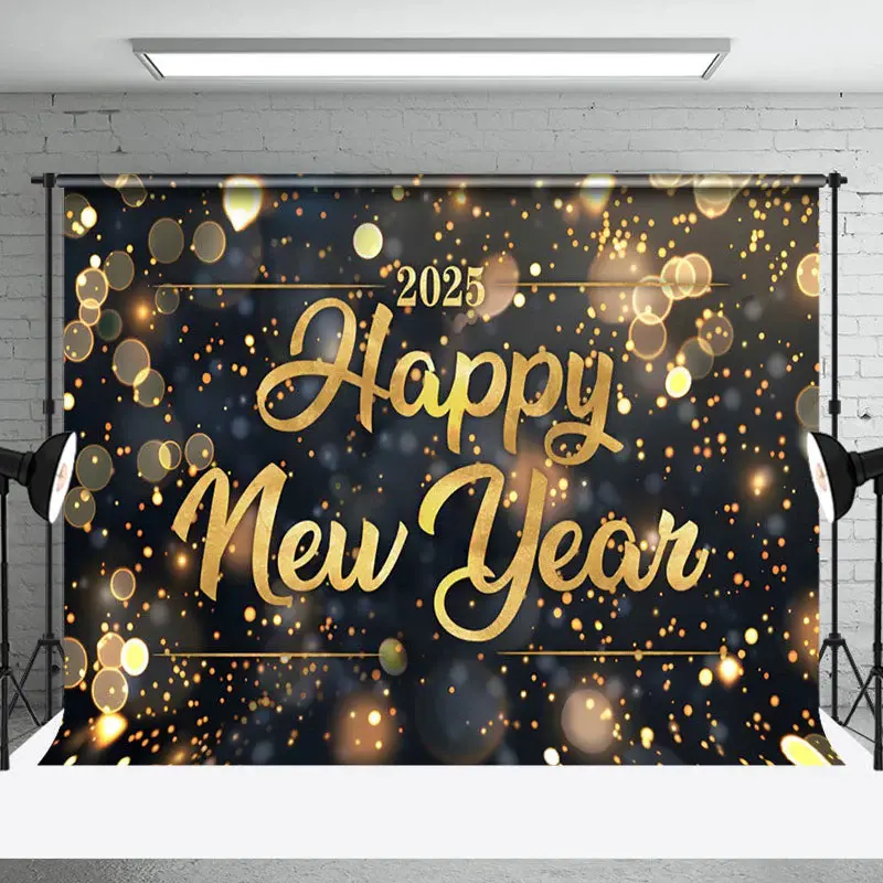 Aperturee Golden Glitter Happy New Year Home Party Backdrop - Aperturee
