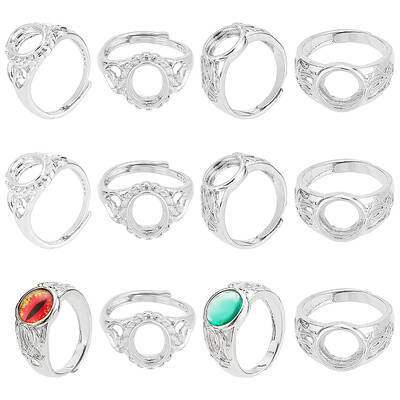 12Pcs 2 Style Adjustable Brass Ring Shanks