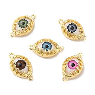 Evil Eye Resin Brass Connector Charms