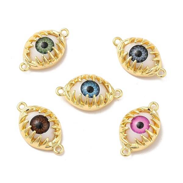 Evil Eye Resin Brass Connector Charms