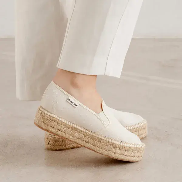 Palma Canvas Espadrille Platform Slip On - Beige | Select Size: 9 US (40EU) | Color: Beige Tan