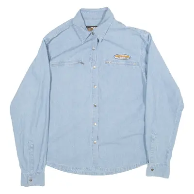 HARLEY DAVIDSON Womens Plain Shirt Blue Long Sleeve M