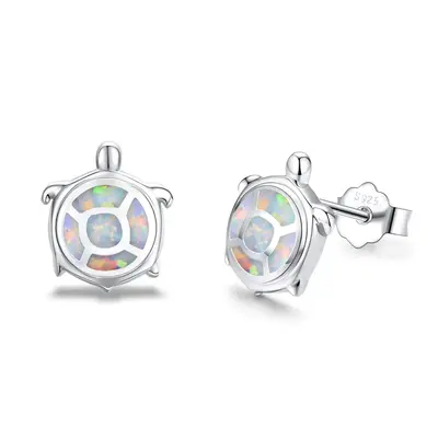 Sterling Silver Opal Tortoise Stud Earrings for Women Kids