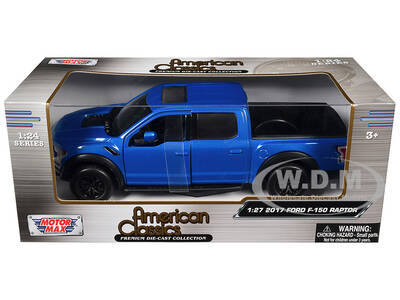 2017 Ford F-150 Raptor Pickup Truck Medium Blue Metallic 1/24-1/27 Diecast Model Car by Motormax