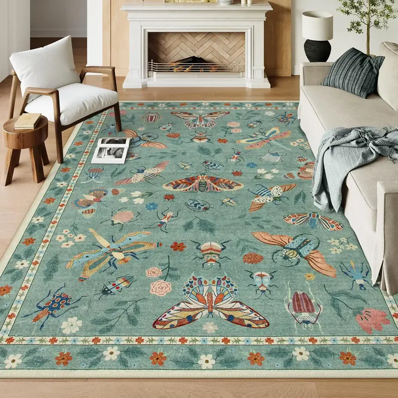 【FallFreshness】Lahome Washable Insect Area Rugs –Soft, Ultra-Thin Non-Slip Stain-Resistant Rug for Living Room, Bedroom...