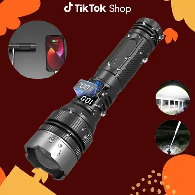 TikTokShopfalldealsforyou 2-in-1 POWER BANK FLASHLIGHT | Super Bright, USB Rechargeable, Zoomable | Camping, Emergency, Fishi...