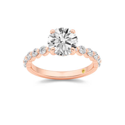 Frost Shared Prong Round Lab Grown Diamond Engagement Ring | 10K Rose Gold 4 1/4 CT. TW.
