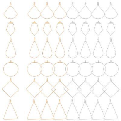 48Pcs 12 Styles 304 Stainless Steel Wire Pendants