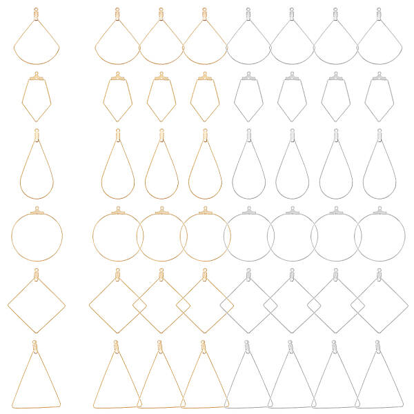 48Pcs 12 Styles 304 Stainless Steel Wire Pendants