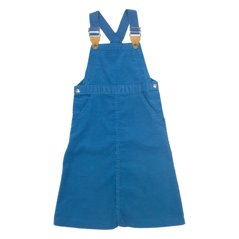 Dungaree Dress Blue Corduroy Sleeveless Knee Length Girls UK 4