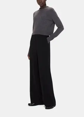 Wool Cropped Sweater 37112 Dark-Grey | Color: DARK GREY | Size: M