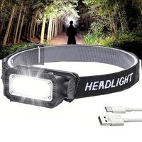 Portable Ultra Bright Headlight, USB Rechargeable Headlamp with 5 Lighting Modes, Waterproof Headlight for Outdoor Activitie...