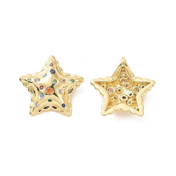 Star Brass Micro Pave Colorful Cubic Zirconia Charms