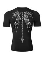 Sporty Men's Wing Print Round Neck Tight-fitting Sports Tee, Quick Drying Breathable Crew Neck Short Sleeve Sport T-shirt for...
