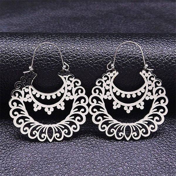 Non-Tarnish Bohemia 304 Stainless Steel Hoop Earrings