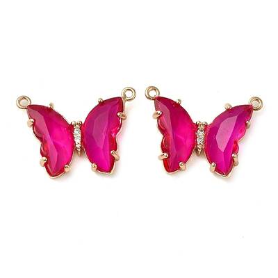 Brass Pave Faceted Glass Connector Charms