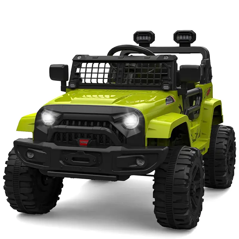 Garvee Ride P Series 12V Kids Electric Vehicles with Remote Control Spring Suspension, LED Lights, Bluetooth, 2 Speeds - Gree...