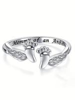 Letter & Wing Design Cuff Ring, Fashionable Jewelry for Women, Elegant All-match Fashion Accessories for Daily Wear, Personal...