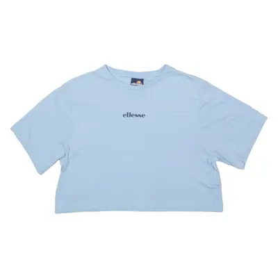ELLESSE Cropped Womens T-Shirt Blue Crew Neck UK 12