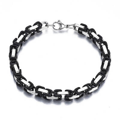 Two Tone 201 Stainless Steel Byzantine Chain Bracelets