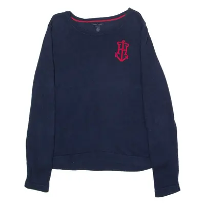 TOMMY HILFIGER Womens Jumper Blue Crew Neck Tight Knit L