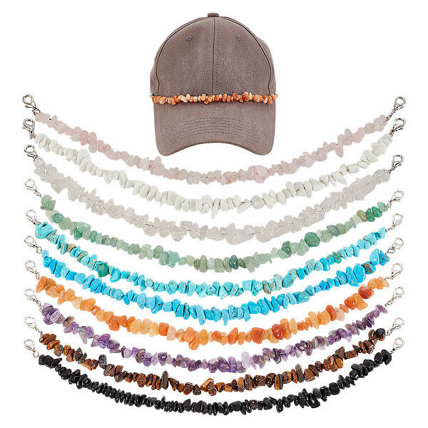 Natural & Synthetic Gemstone Chips Baseball Cap Chain