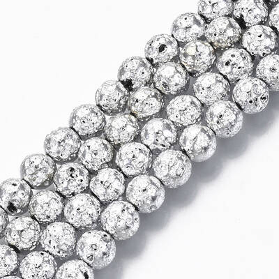 Electroplated Natural Lava Rock Beads Strands