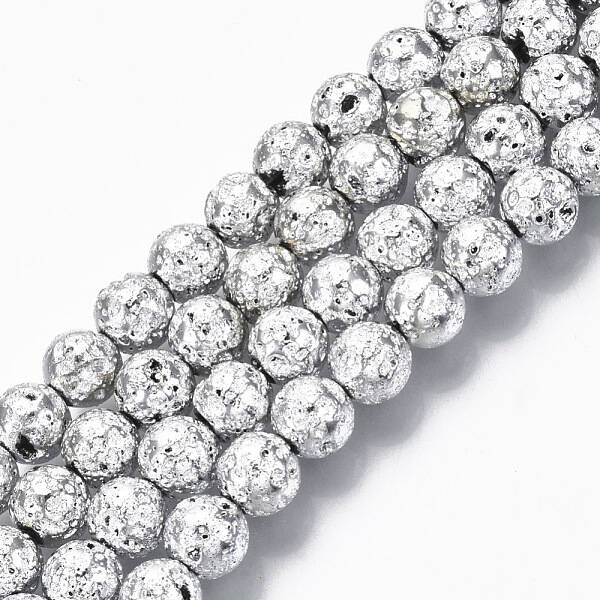 Electroplated Natural Lava Rock Beads Strands