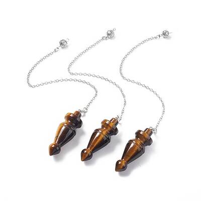 Natural Tiger Eye Pointed Dowsing Pendulums
