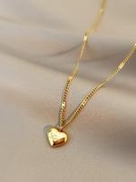 Simple Stainless Steel Heart Shape Pendant Necklace, Fashionable Versatile Jewelry for Men and Women, Classic Fashion Accesso...