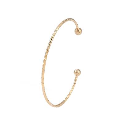 Ion Plating(IP) 304 Stainless Steel Textured Open Cuff Bangles for Women