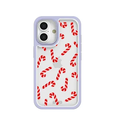 Clear Candy Cane Chaos iPhone 16 Case With Lavender Ridge