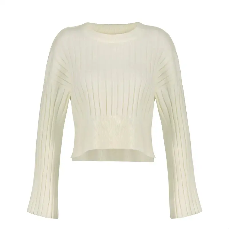 Cropped Cotton Sweater | Size: M | Color: White