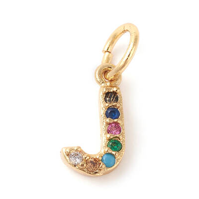 Brass Micro Pave Colorful Cubic Zirconia Charms