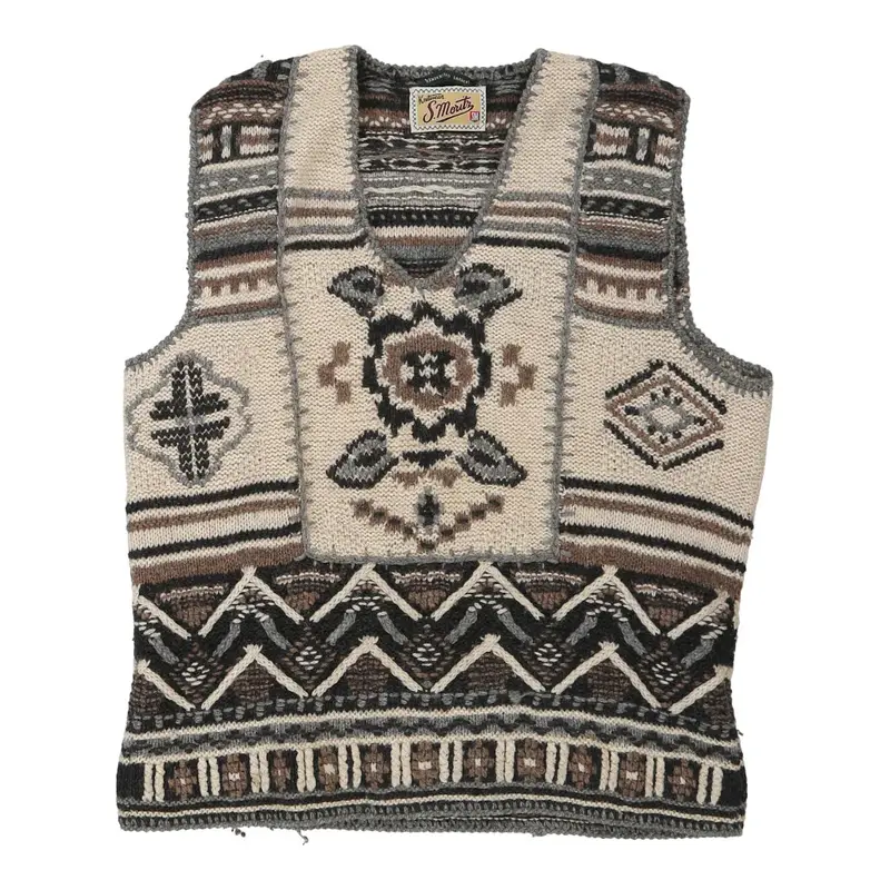Handknitted S. Moritz Sweater Vest - XL Brown Shetland Wool