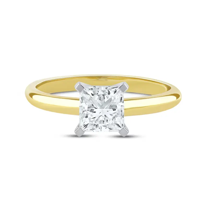 14K Gold 0.5 to 3 CT. T.W. Princess Cut Lab Created Diamond Custom Engagement Ring VVS1-VS1 Clarity 3EX IGI Certified