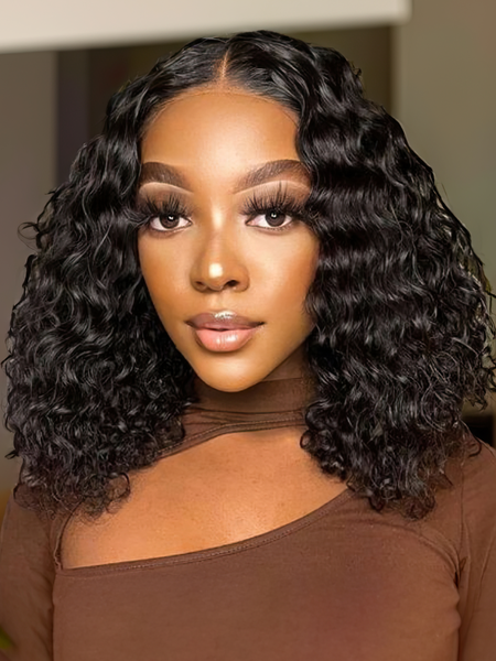 10 inch Water Wave Glueless V Part Bob Wig No Leave Out No Glue No Sew In