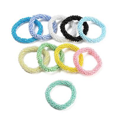 Crochet Glass Beads Braided Stretch Bracelet