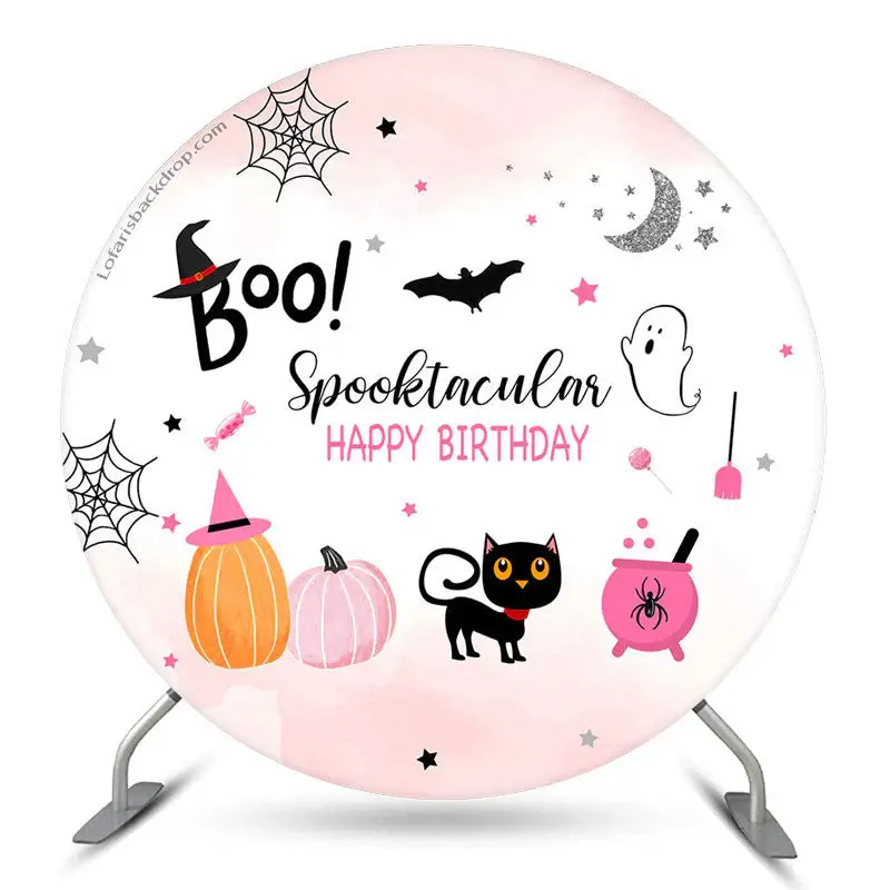 Aperturee Boo Spooktacular Round Halloween Birthday Backdrop | Round Backdrop Stand Covers | Round Backdrop Cover Diy | Birth...