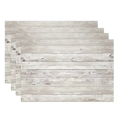 Retro Grey Wood Grain Set Of 4 Placemats For Dining - Aperturee