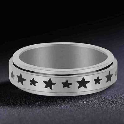 Stainless Steel Rotating Fidget Band Ring