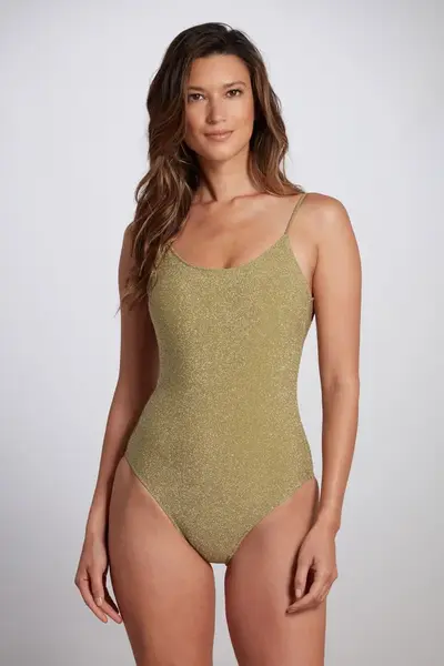 Violet Lurex One Piece Swimsuit - Green | Size: Small
