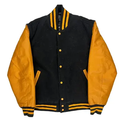 Stewart & Strauss Varsity Jacket - Large Black Wool Blend