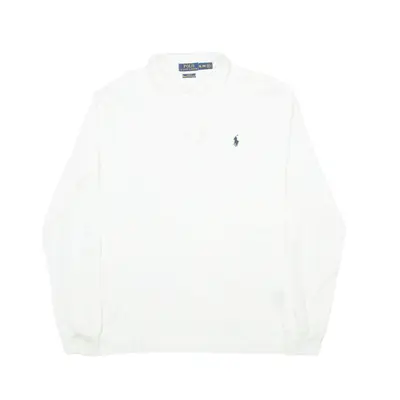 POLO RALPH LAUREN Slim Fit Polo Shirt Cream Long Sleeve Mens XL