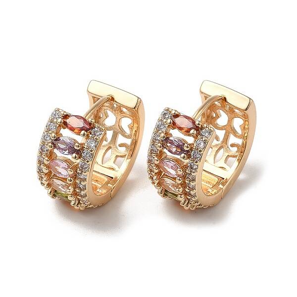 Brass Micro Pave Cubic Zirconia Hoop Earrings