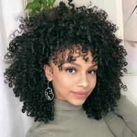 Curly Wigs for Women, 14 Inches Soft Curly Afro Wigs with Bangs,Synthetic Natural Black Curly Wigs, Curly Full Wig for Women(...