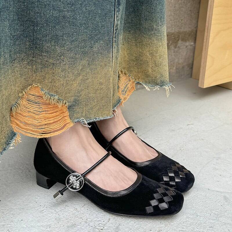 CHIKO Tabytha Square Toe Block Heels Mary Jane Shoes