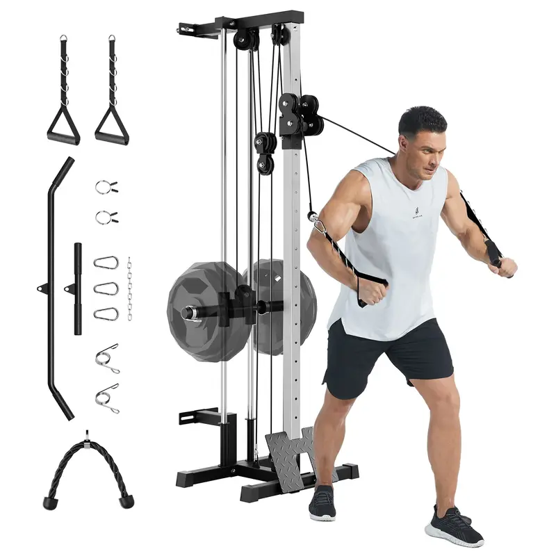 Garvee Wall Mounted Dual Pulley Cable Crossover Machine for Home Gym – 18 Adjustable Positions, 400LB Capacity, Heavy Duty ...