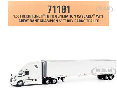 2025 Freightliner Cascadia Gen-5 Sleeper Cab Truck White with Great Dane Champion 53ft Dry Cargo Trailer Transport Series 1...